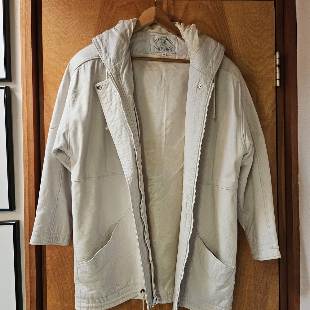 Women's Cream Leather Jacket